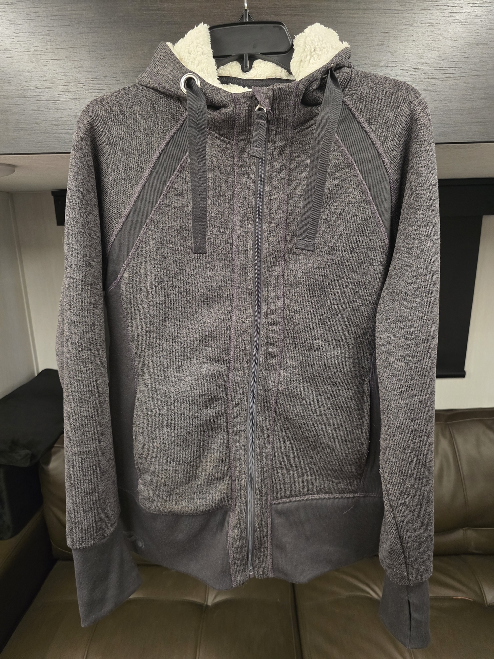 Ideology Gray Sherpa-Lined Zip Hoodie, Size L